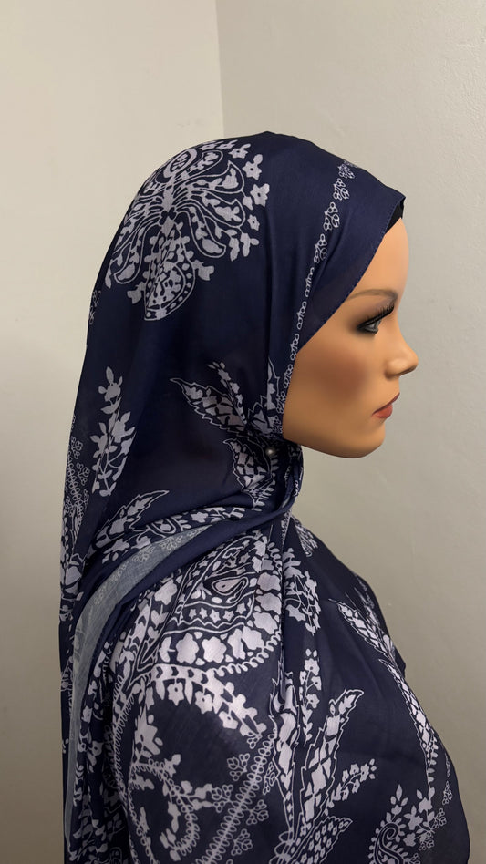 Baumwolle Hijab - dunkel blau