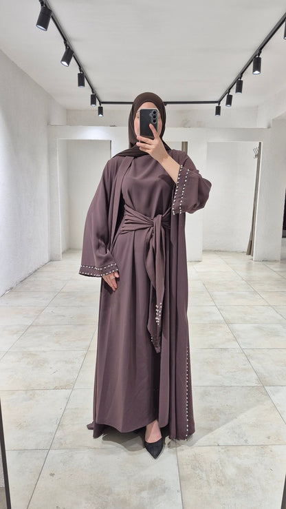 Kimono Zweiteiler -  kaffe braun