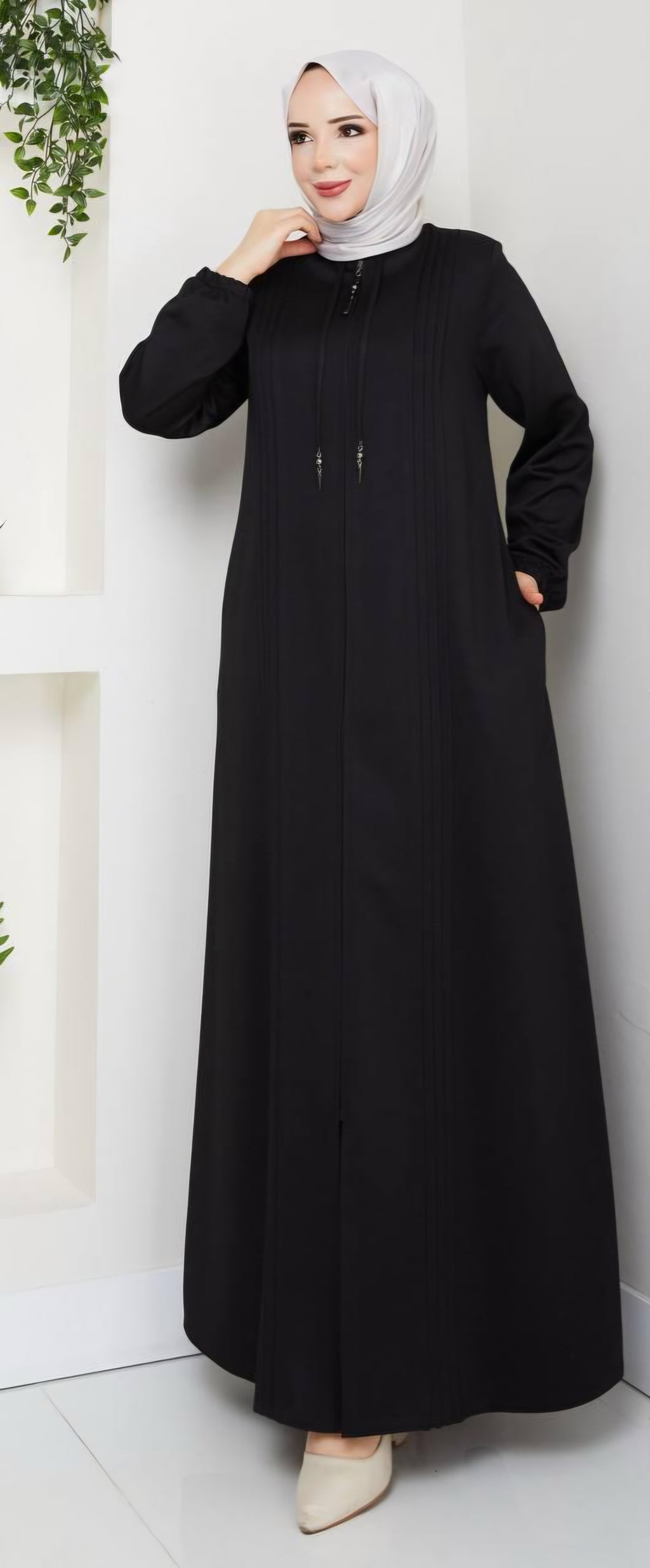 Mantelkleid mit Schnürung - siyah