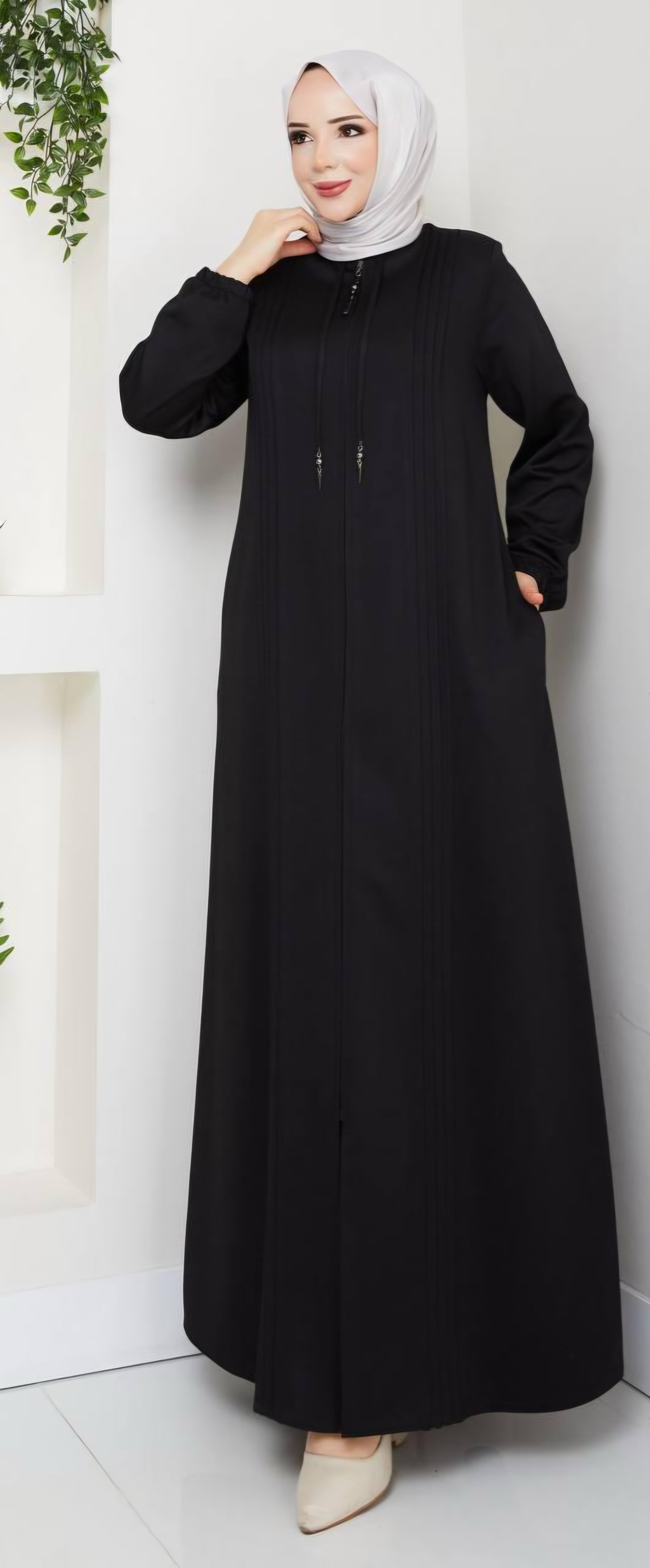 Mantelkleid mit Schnürung - siyah