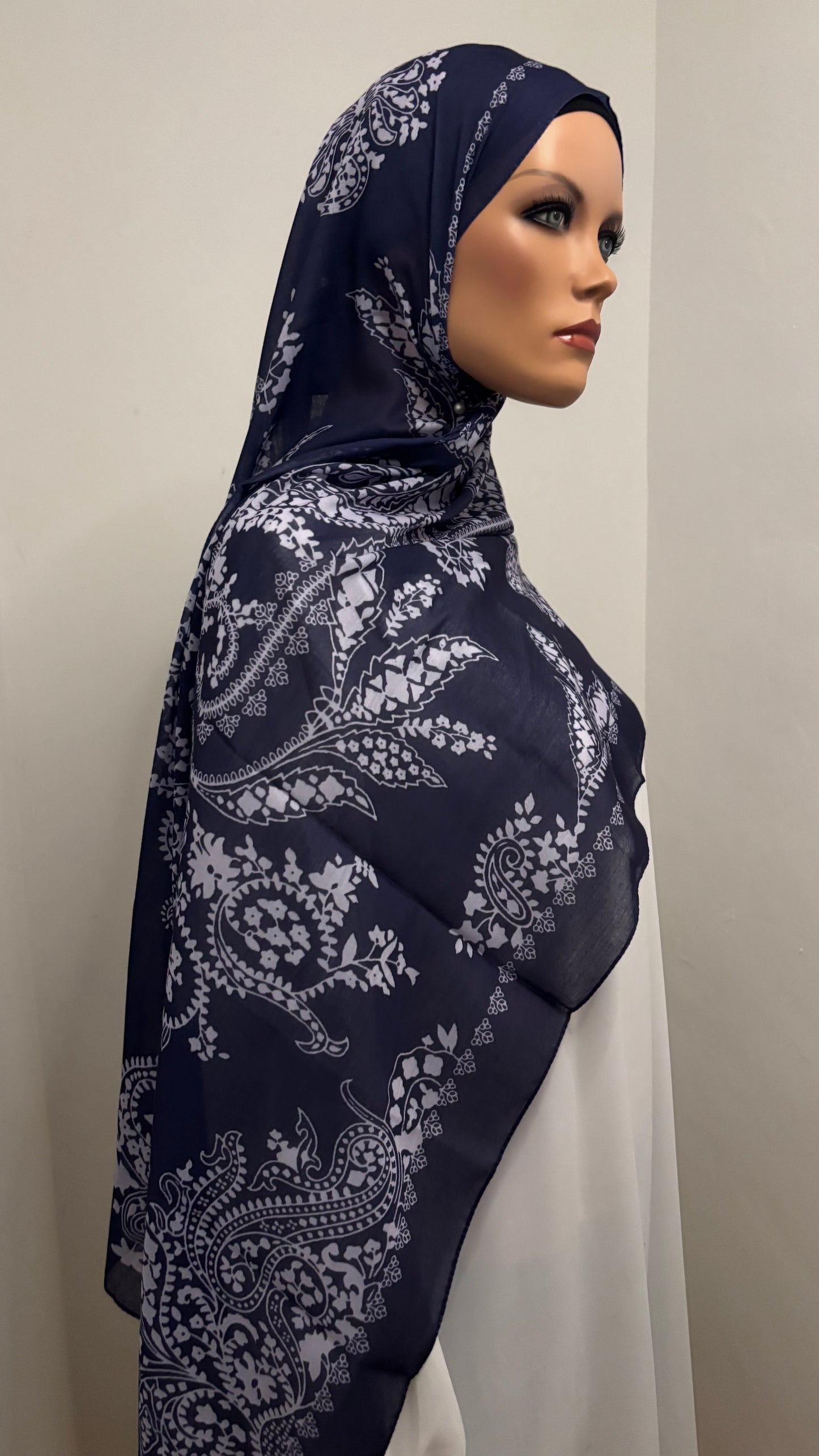Baumwolle Hijab - dunkel blau