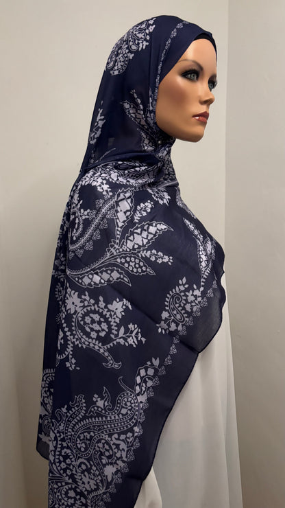 Baumwolle Hijab - dunkel blau